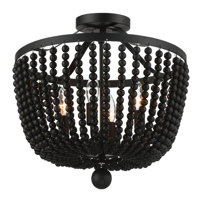 Rylee 4 Light Matte Black Semi Flush Mount Semi Flush Crystorama