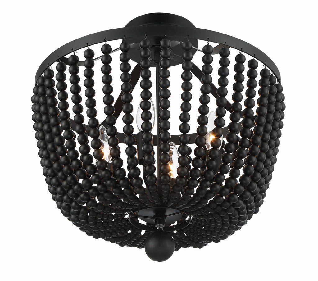 Rylee 4 Light Matte Black Semi Flush Mount Semi Flush Crystorama