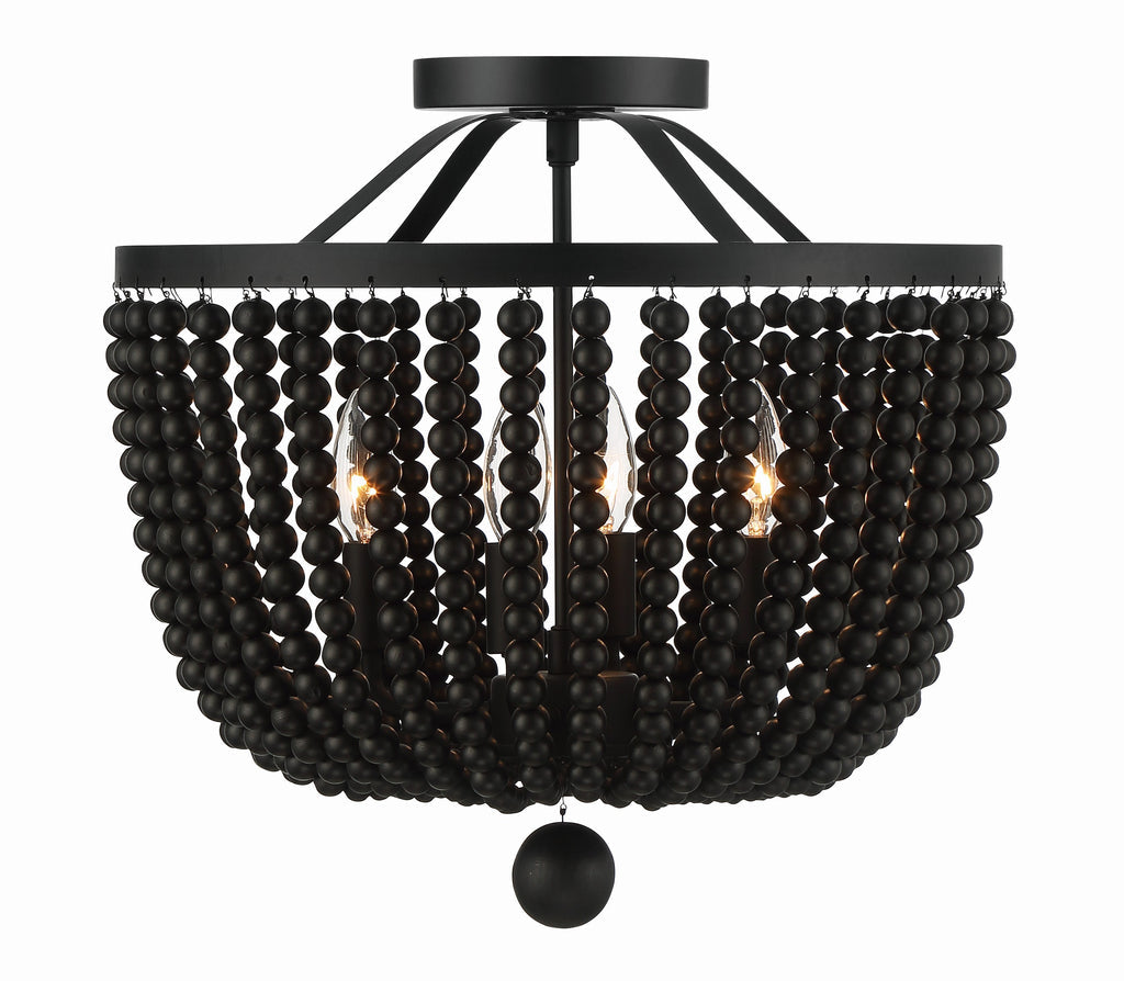 Rylee 4 Light Matte Black Semi Flush Mount Semi Flush Crystorama