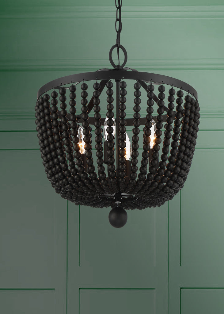 Rylee 4 Light Matte Black Mini Chandelier Chandelier Crystorama