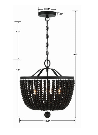 Rylee 4 Light Matte Black Mini Chandelier Chandelier Crystorama