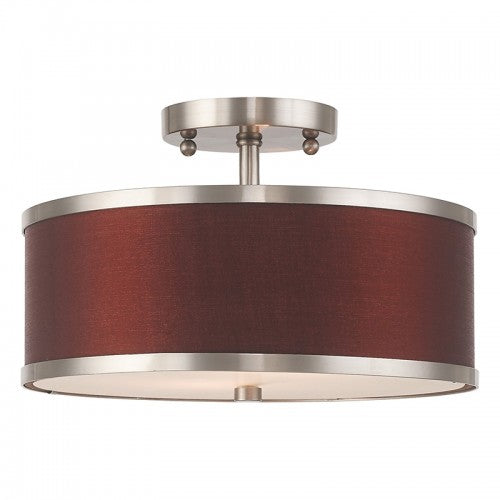 2 Light Brushed Nickel Ceiling Mount Semi Flush Livex