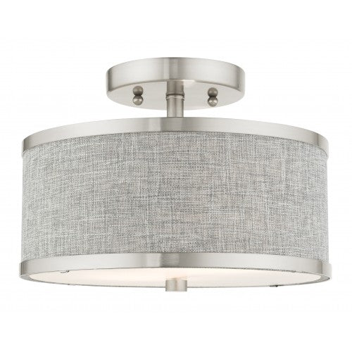 2 Light Brushed Nickel Semi Flush Semi Flush Livex