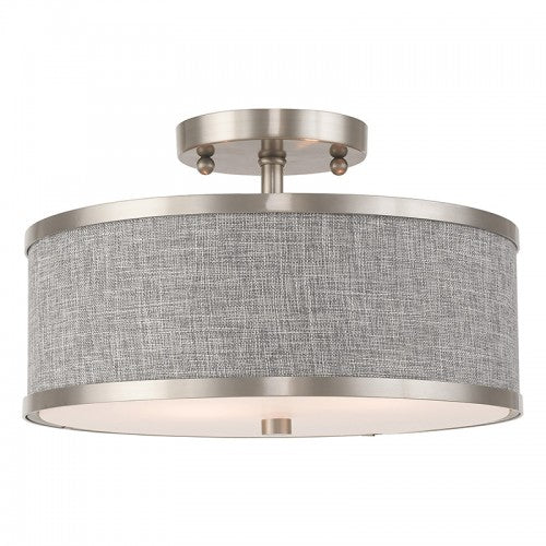 2 Light Brushed Nickel Ceiling Mount Semi Flush Livex
