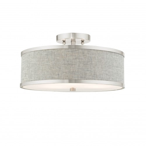 3 Light Brushed Nickel Semi Flush Semi Flush Livex