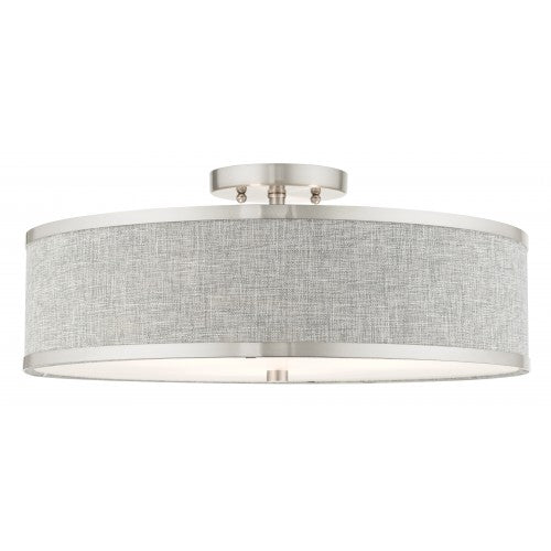 3 Light Brushed Nickel Semi Flush Semi Flush Livex