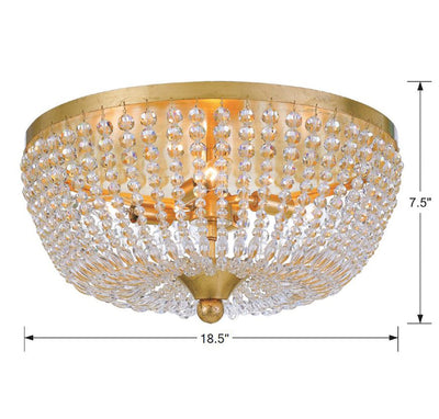 Rylee 4 Light Antique Gold Flush Mount Semi Flush Crystorama