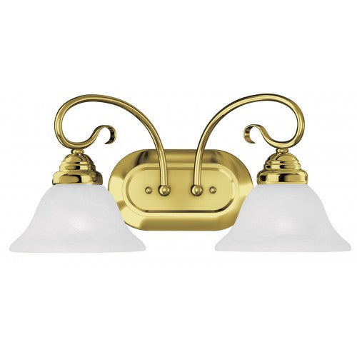 2 Light Polished Brass Bath Light Wall Sconce Livex