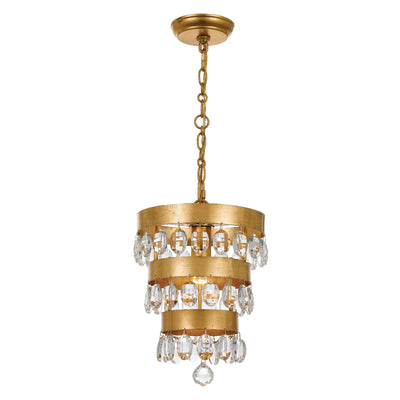 Perla 1 Light Antique Gold Mini Pendant Pendant Crystorama