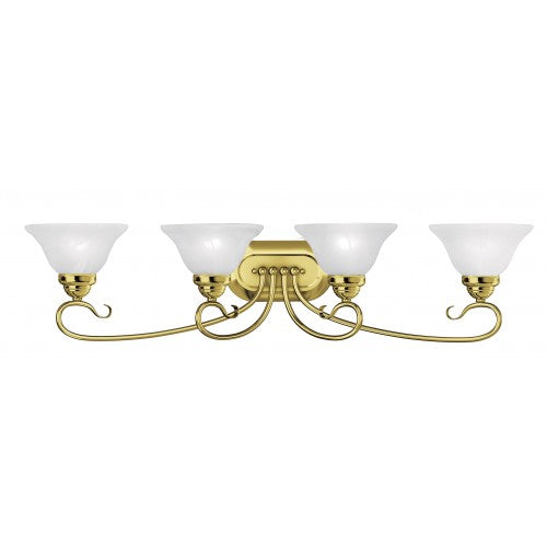 4 Light Polished Brass Bath Light Wall Sconce Livex