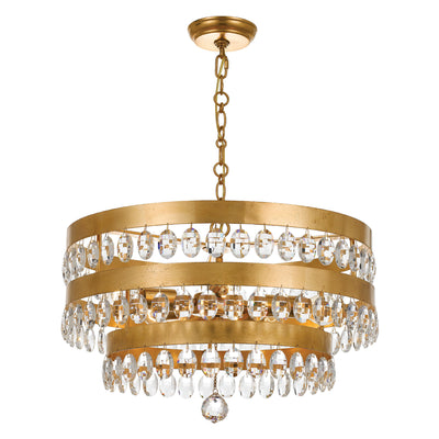 Perla 5 Light Antique Gold Chandelier Chandelier Crystorama