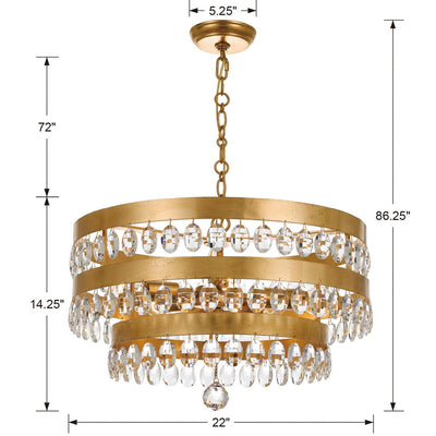 Perla 5 Light Antique Gold Chandelier Chandelier Crystorama