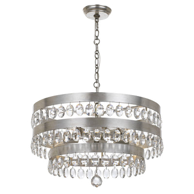 Perla 5 Light Antique Silver Chandelier Chandelier Crystorama