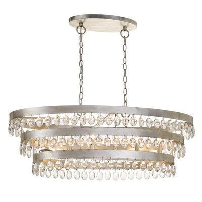 Perla 6 Light Antique Silver Linear Chandelier Chandelier Crystorama