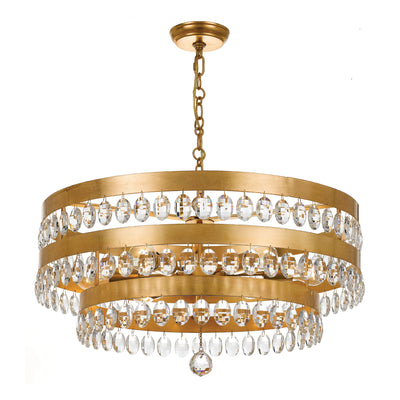 Perla 6 Light Antique Gold Chandelier Chandelier Crystorama