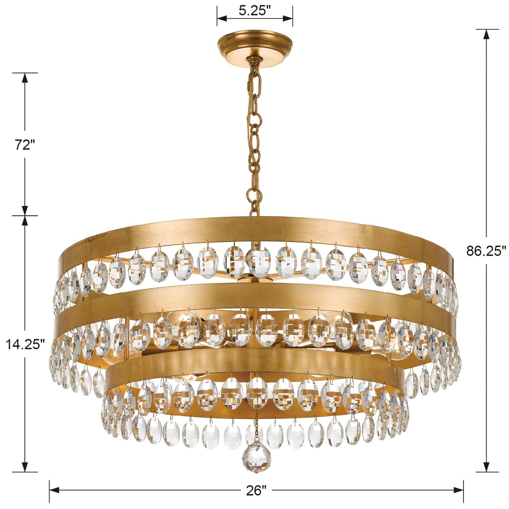 Perla 6 Light Antique Gold Chandelier Chandelier Crystorama