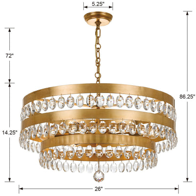 Perla 6 Light Antique Gold Chandelier Chandelier Crystorama