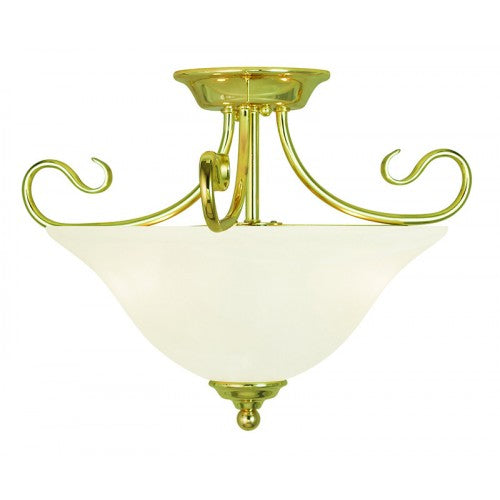 2 Light Polished Brass Ceiling Mount Semi Flush Livex