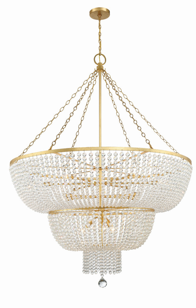 Rylee 15 Light Antique Gold Chandelier Chandelier Crystorama