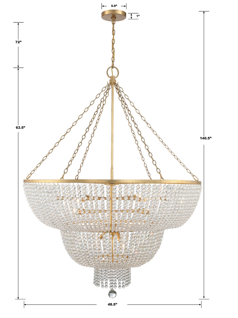 Rylee 15 Light Antique Gold Chandelier Chandelier Crystorama