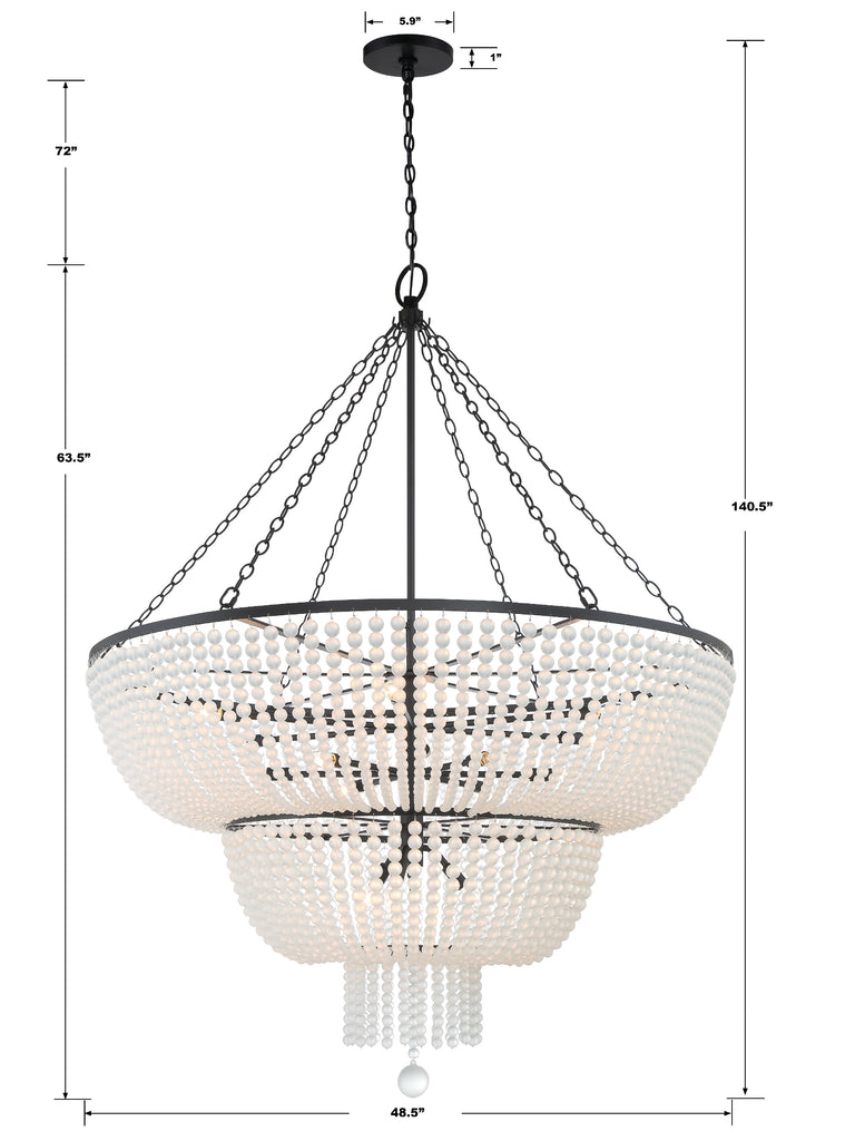 Rylee 15 Light Matte Black Chandelier Chandelier Crystorama