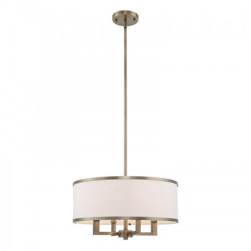 4 Light Antique Brass Pendant Chandelier Chandelier Livex
