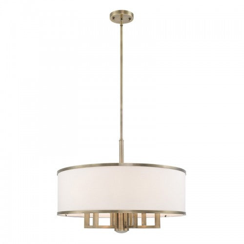 7 Light Antique Brass Pendant Chandelier Chandelier Livex