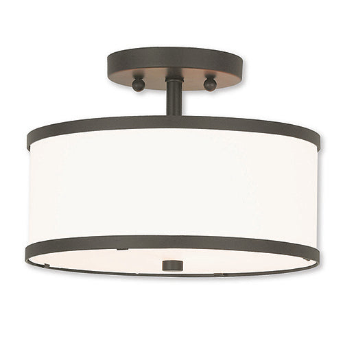 2 Light Bronze Ceiling Mount Semi Flush Livex