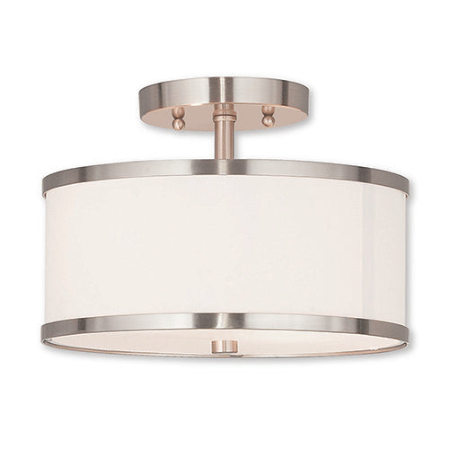 2 Light Brushed Nickel Ceiling Mount Semi Flush Livex