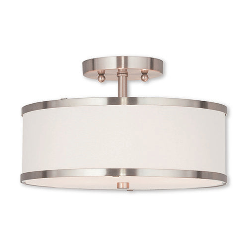 2 Light Brushed Nickel Ceiling Mount Semi Flush Livex