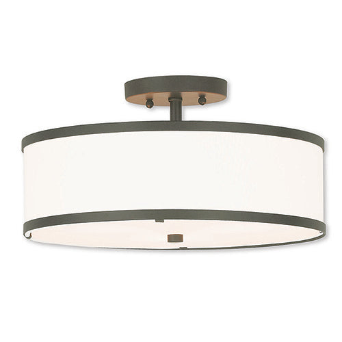 3 Light Bronze Ceiling Mount Semi Flush Livex