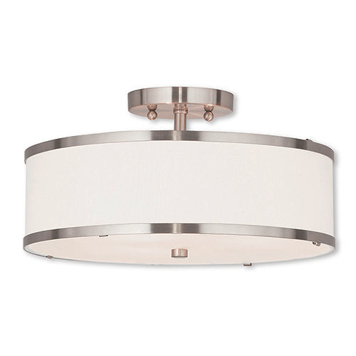 3 Light Brushed Nickel Ceiling Mount Semi Flush Livex