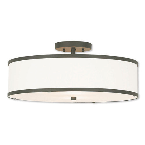 3 Light Bronze Ceiling Mount Semi Flush Livex