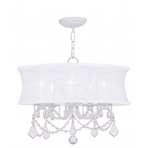 5 Light White Chandelier Chandelier Livex