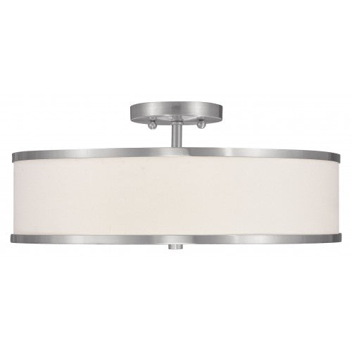 3 Light Brushed Nickel Ceiling Mount Semi Flush Livex