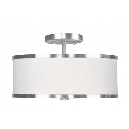 2 Light Brushed Nickel Ceiling Mount Semi Flush Livex