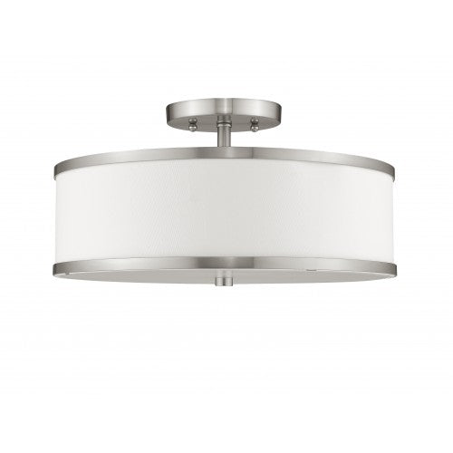 3 Light Brushed Nickel Ceiling Mount Semi Flush Livex