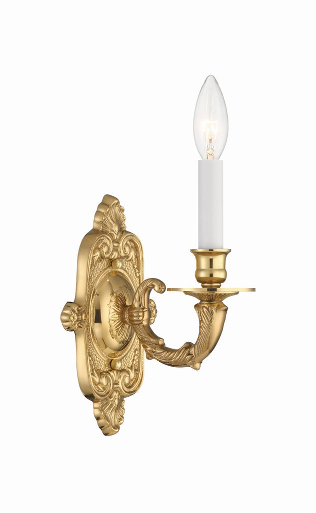 Crystorama 1 Light Polished Brass Cast Sconce Wall Sconce Crystorama