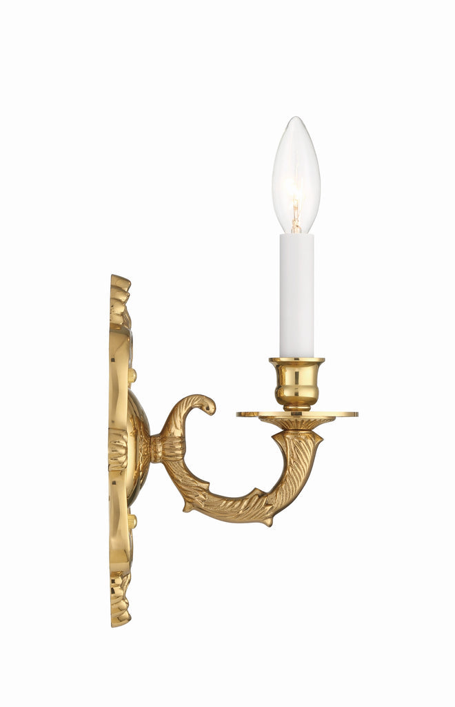 Crystorama 1 Light Polished Brass Cast Sconce Wall Sconce Crystorama