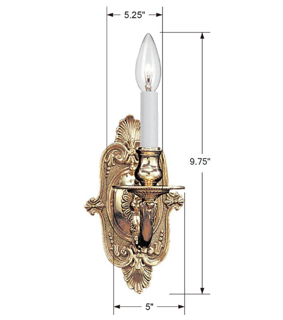 Crystorama 1 Light Polished Brass Cast Sconce Wall Sconce Crystorama