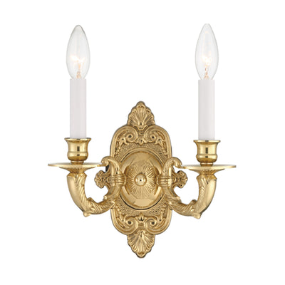 Crystorama 2 Light Polished Brass Cast Sconce Wall Sconce Crystorama