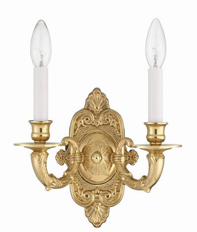 Crystorama 2 Light Polished Brass Cast Sconce Wall Sconce Crystorama