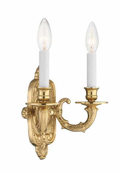 Crystorama 2 Light Polished Brass Cast Sconce Wall Sconce Crystorama