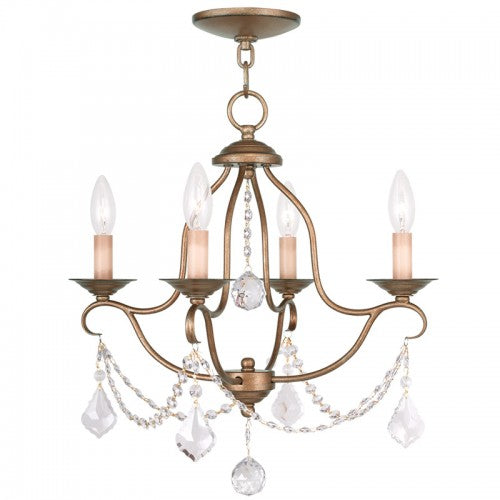 4 Light Antique Gold Leaf Chandelier Chandelier Livex