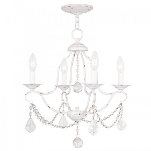 4 Light Antique White Chandelier Chandelier Livex