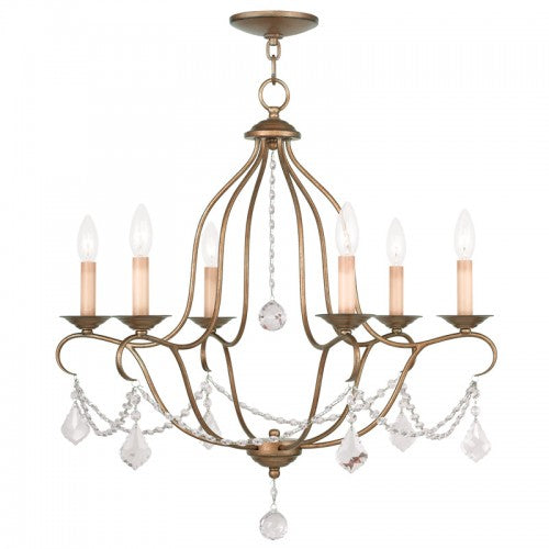 6 Light Antique Gold Leaf Chandelier Chandelier Livex