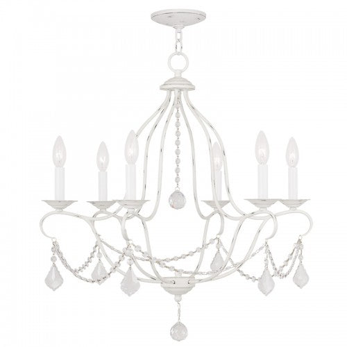 6 Light Antique White Chandelier Chandelier Livex