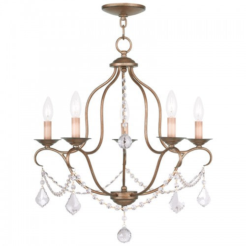 5 Light Antique Gold Leaf Chandelier Chandelier Livex