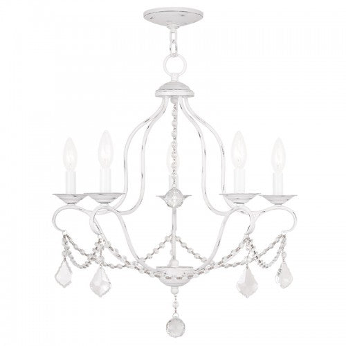 5 Light Antique White Chandelier Chandelier Livex