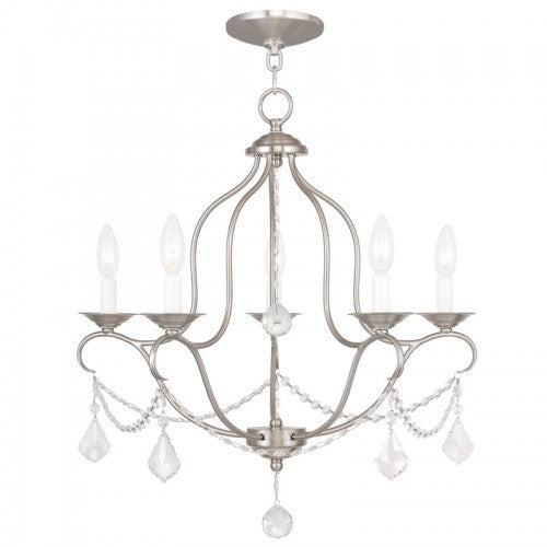 5 Light Brushed Nickel Chandelier Chandelier Livex